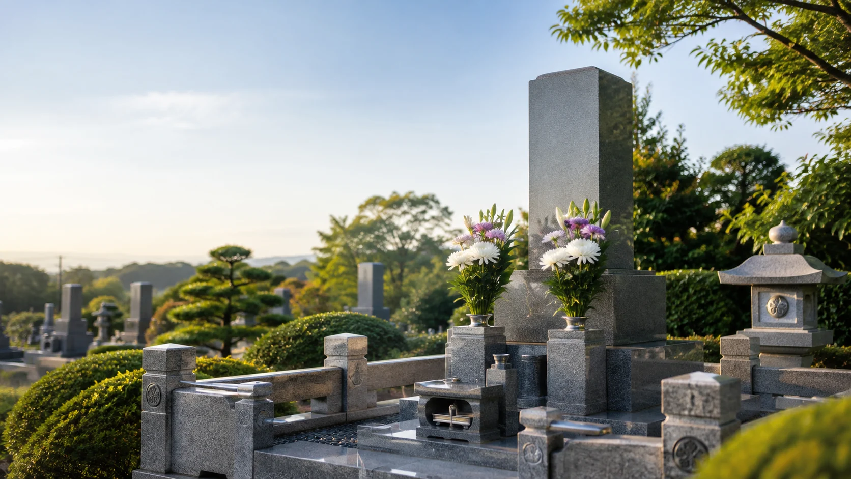 供花が整えられた墓所のイメージ